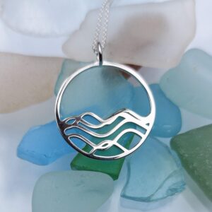 Sterling silver ocean wave necklace